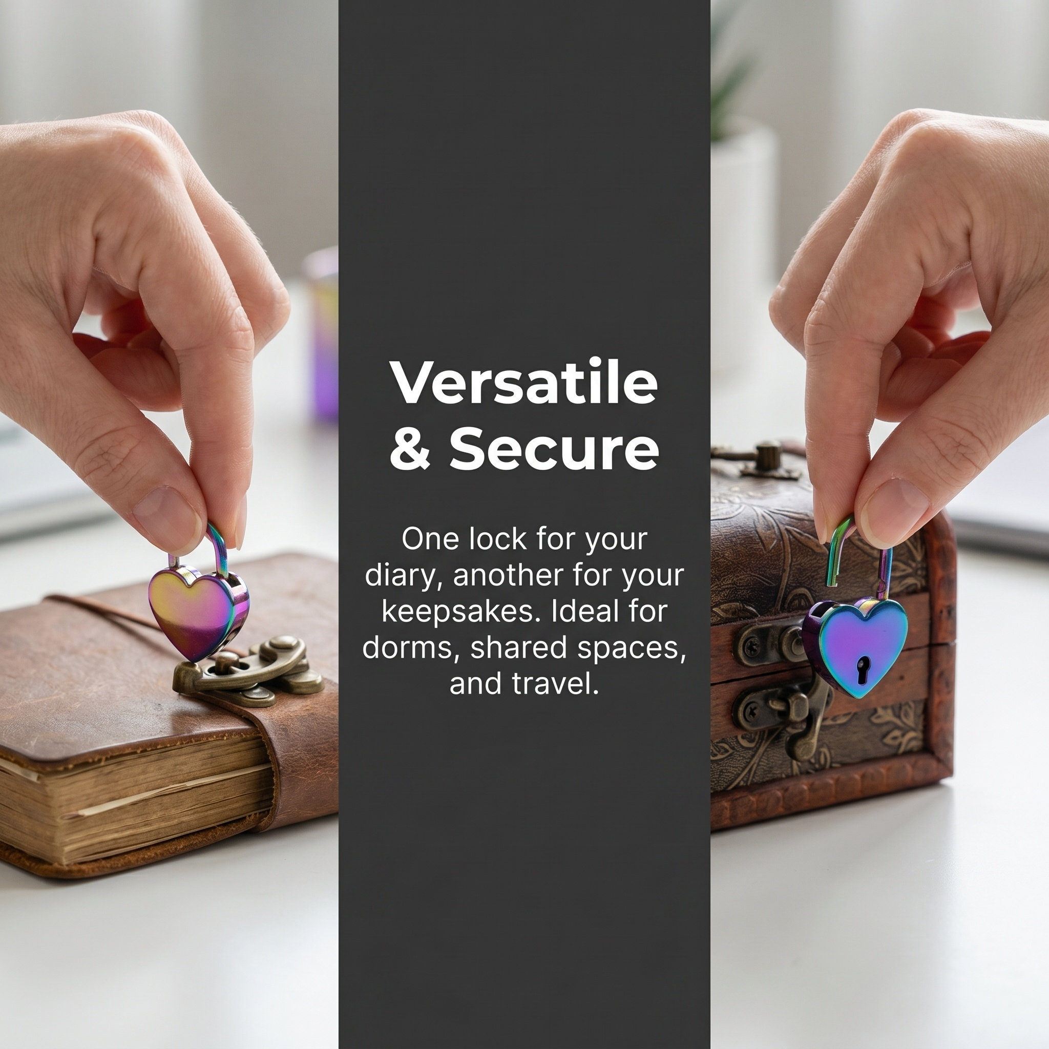 2Set Mini Heart Shaped Padlock - Lockbox Key Secure ulasan dan harga